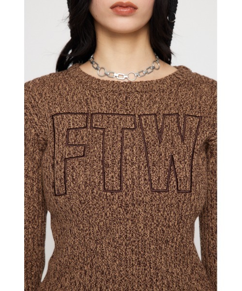 LAGUA GEM 　DOCKING LOGO RIB TOPS　ブラウン DOCKING LOGO RIB TOPS（ニット/セーター）｜LAGUA GEM