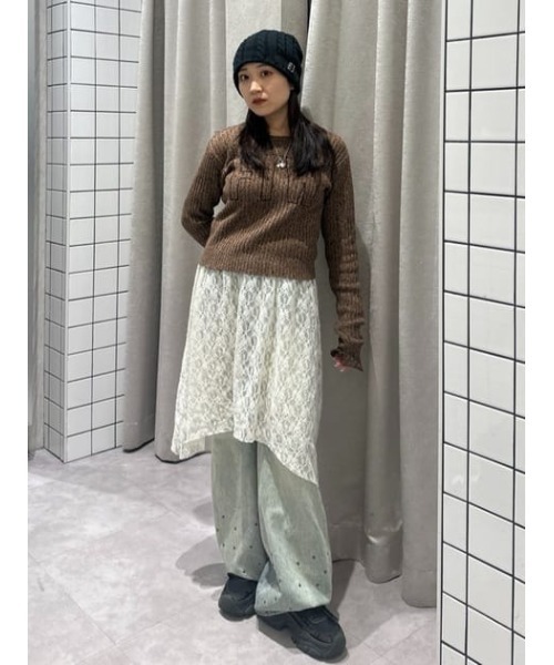 LAGUA GEM(ラグアジェム)の「DOCKING LOGO RIB TOPS(ニット/セーター・レディース・ブラック/ブラウン/ブルー・FREE)」の22枚目の写真