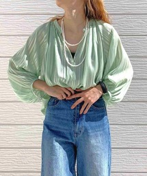 ラメストライプエアシャインブラウス