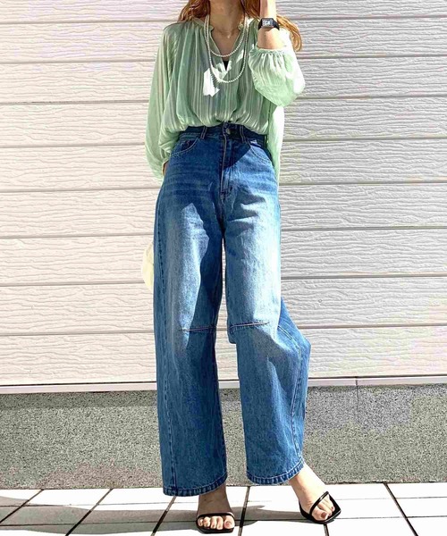 Q(キュー)の「ラメストライプエアシャインブラウス(シャツ/ブラウス・レディース・ミント/ブラック/アイボリー・MEDIUM)」の15枚目の写真