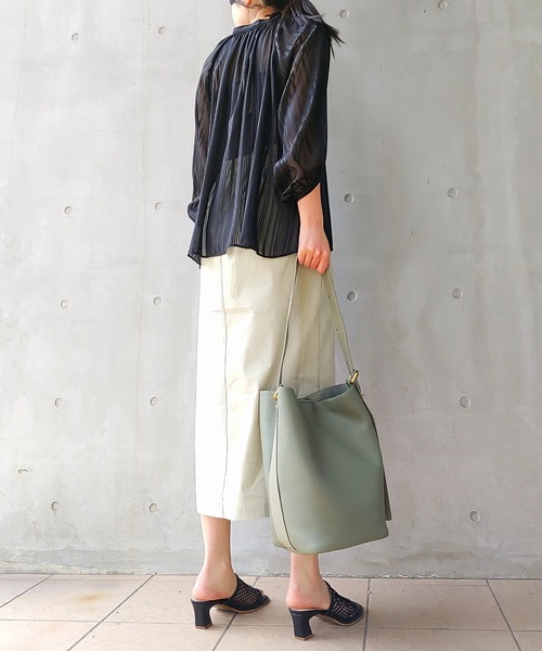 Q(キュー)の「ラメストライプエアシャインブラウス(シャツ/ブラウス・レディース・ミント/ブラック/アイボリー・MEDIUM)」の18枚目の写真