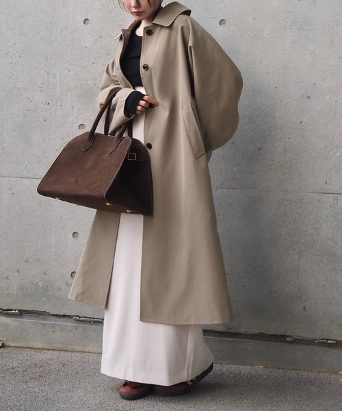 LAULEN(ローレン)の「soutien collar long coat/ドルマン オーバーサイズ ロング ステンカラー コート(ステンカラーコート・レディース・ベージュ・FREE)」の11枚目の写真