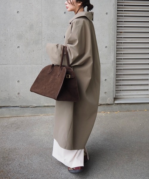 LAULEN(ローレン)の「soutien collar long coat/ドルマン オーバーサイズ ロング ステンカラー コート(ステンカラーコート・レディース・ベージュ・FREE)」の13枚目の写真