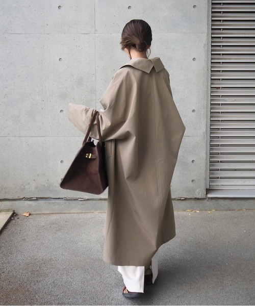 LAULÉN soutien collar long coat soutien collar long coat/ドルマン オーバーサイズ ロング ステン