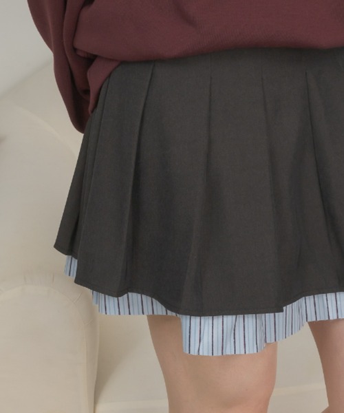 Birthday room(バースデイルーム)の「ストライプレイヤードプリーツミニスカート / stripe layered pleats mini skirt(スカート・レディース・グレー・FREE)」の9枚目の写真