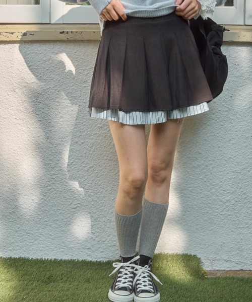 Birthday room(バースデイルーム)の「ストライプレイヤードプリーツミニスカート / stripe layered pleats mini skirt(スカート・レディース・グレー・FREE)」の20枚目の写真