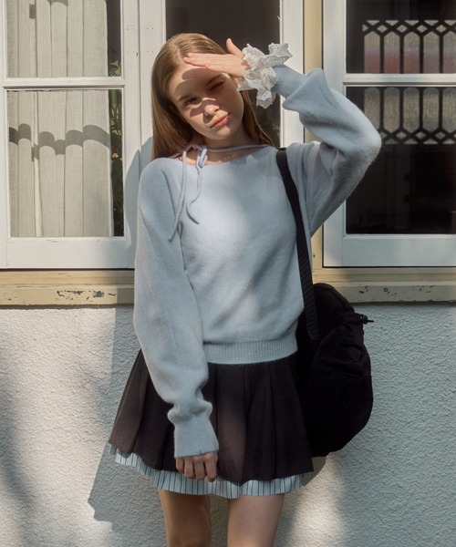 Birthday room(バースデイルーム)の「ストライプレイヤードプリーツミニスカート / stripe layered pleats mini skirt(スカート・レディース・グレー・FREE)」の2枚目の写真