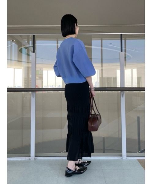 Mila Owen（ミラオーウェン）の「【WEB限定00サイズ】シアーニットファブリックスカート（スカート・レディース・ブラック/グレー・00/0/1）」の20枚目の写真