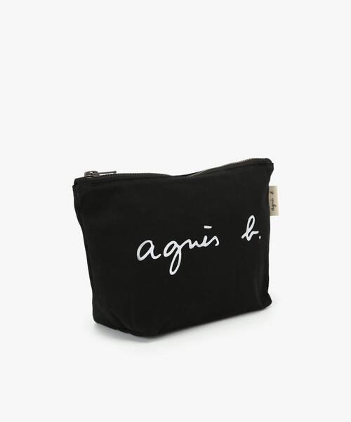 agnes b.（アニエスベー）の「ロゴプリント コットン ポーチ ”Paulette” YAS18－03（ポーチ・レディース・ブラック・FREE）」の3枚目の写真