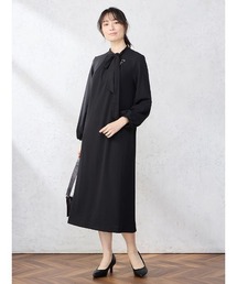 Perfect Suit FActory | ブローチ付き　ボウタイワンピース　ブラック/ネイビー(ワンピース)