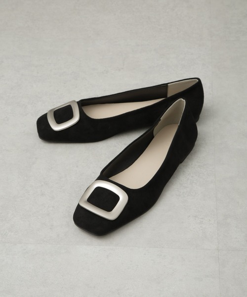 NANO universe（ナノユニバース）の「スクエアトゥバックルモチーフフラットパンプス（パンプス・レディース・ブラック/グレー系その他4・36/37/38）」の3枚目の写真