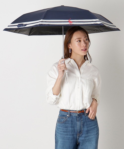 WEB限定】遮光100 晴雨兼用 折りたたみ日傘 軽量 '裾ボーダー