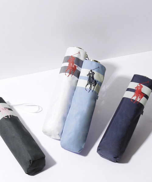 WEB限定】遮光100% 晴雨兼用 折りたたみ日傘 '裾ボーダー POLO