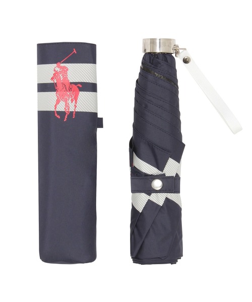 値下げ 新品 ラルフローレン 日傘 傘 折りたたみ傘 遮光 紺 ポロ総柄 軽量 新品☆ポロラルフローレン☆軽量ジャガードレース晴雨兼用