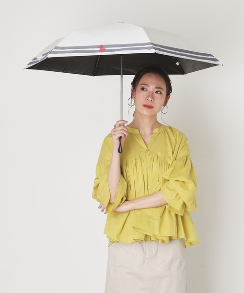 WEB限定】遮光100 晴雨兼用 折りたたみ日傘 軽量 '裾ボーダー