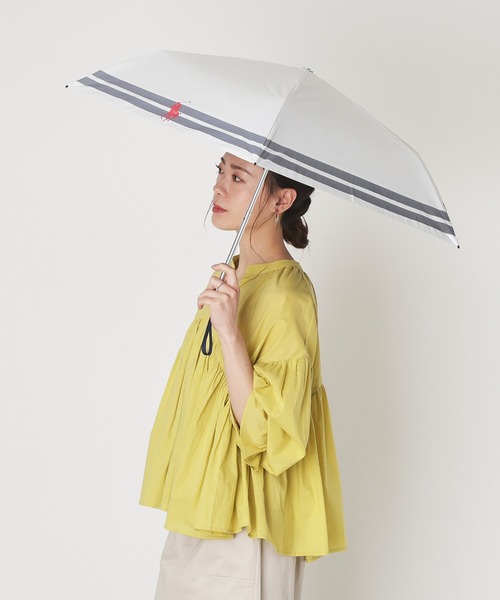 POLO RALPH LAUREN ポロポニー×裾ボーダー 折りたたみ雨傘 日本製】雨傘 折りたたみ傘 ポロポニー カラーボーダー バイ