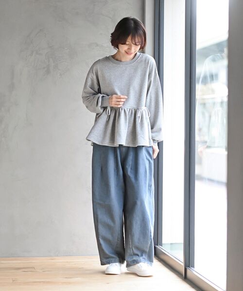 rps（アールピーエス）の「リボン付きペプラム裏毛プルオーバー（スウェット・レディース・パープル/サックスブルー/杢グレー・フリー）」の4枚目の写真