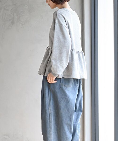 rps（アールピーエス）の「リボン付きペプラム裏毛プルオーバー（スウェット・レディース・パープル/サックスブルー/杢グレー・フリー）」の5枚目の写真