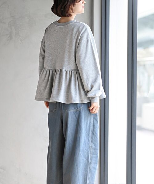 rps（アールピーエス）の「リボン付きペプラム裏毛プルオーバー（スウェット・レディース・パープル/サックスブルー/杢グレー・フリー）」の6枚目の写真