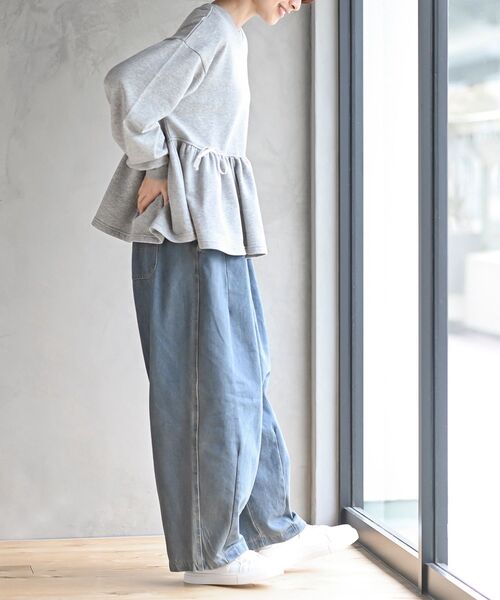 rps（アールピーエス）の「リボン付きペプラム裏毛プルオーバー（スウェット・レディース・パープル/サックスブルー/杢グレー・フリー）」の7枚目の写真