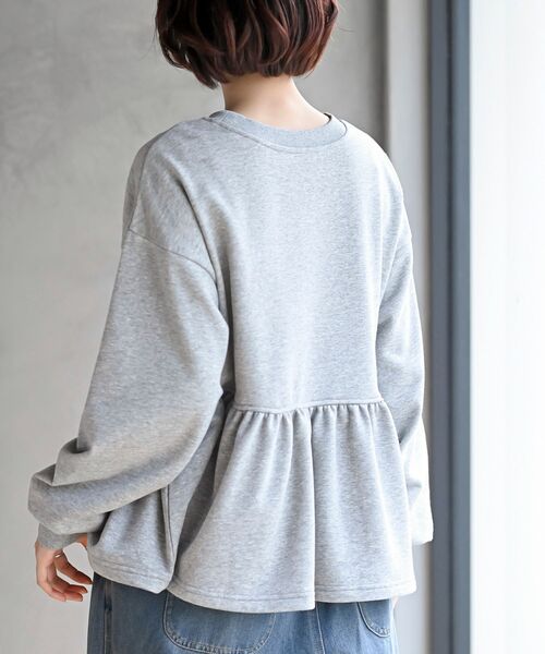 rps（アールピーエス）の「リボン付きペプラム裏毛プルオーバー（スウェット・レディース・パープル/サックスブルー/杢グレー・フリー）」の10枚目の写真