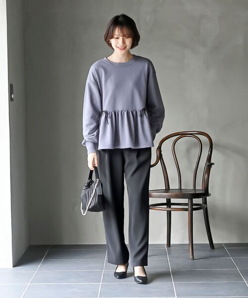 rps（アールピーエス）の「リボン付きペプラム裏毛プルオーバー（スウェット・レディース・パープル/サックスブルー/杢グレー・フリー）」の12枚目の写真