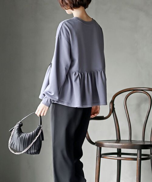 rps（アールピーエス）の「リボン付きペプラム裏毛プルオーバー（スウェット・レディース・パープル/サックスブルー/杢グレー・フリー）」の13枚目の写真