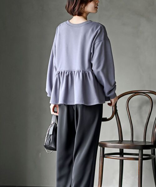 rps（アールピーエス）の「リボン付きペプラム裏毛プルオーバー（スウェット・レディース・パープル/サックスブルー/杢グレー・フリー）」の14枚目の写真