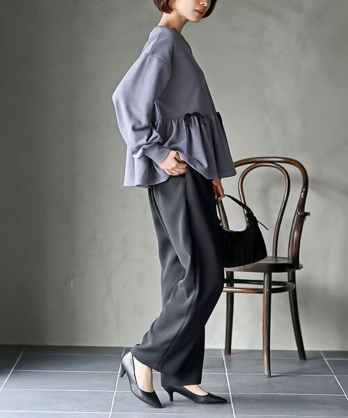 rps（アールピーエス）の「リボン付きペプラム裏毛プルオーバー（スウェット・レディース・パープル/サックスブルー/杢グレー・フリー）」の15枚目の写真