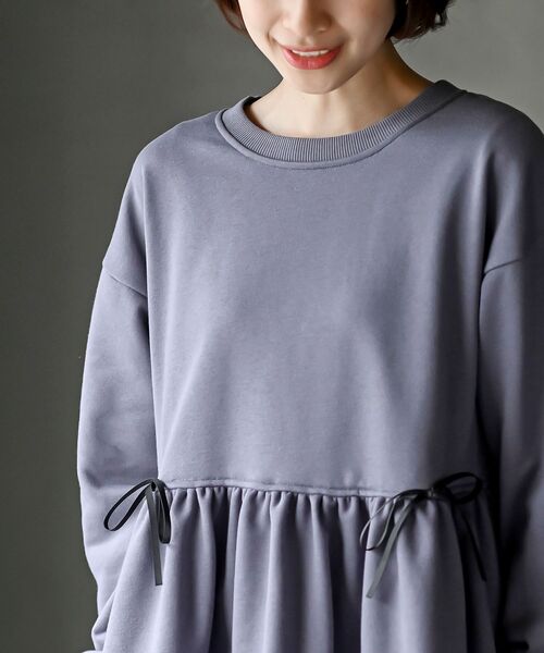 rps（アールピーエス）の「リボン付きペプラム裏毛プルオーバー（スウェット・レディース・パープル/サックスブルー/杢グレー・フリー）」の16枚目の写真