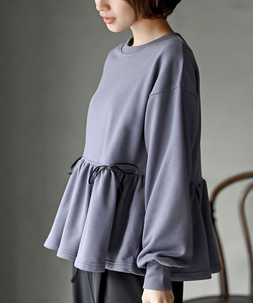 rps（アールピーエス）の「リボン付きペプラム裏毛プルオーバー（スウェット・レディース・パープル/サックスブルー/杢グレー・フリー）」の17枚目の写真