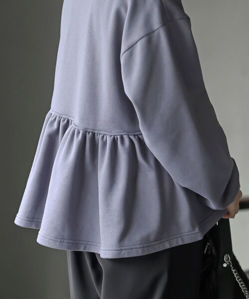 rps（アールピーエス）の「リボン付きペプラム裏毛プルオーバー（スウェット・レディース・パープル/サックスブルー/杢グレー・フリー）」の19枚目の写真