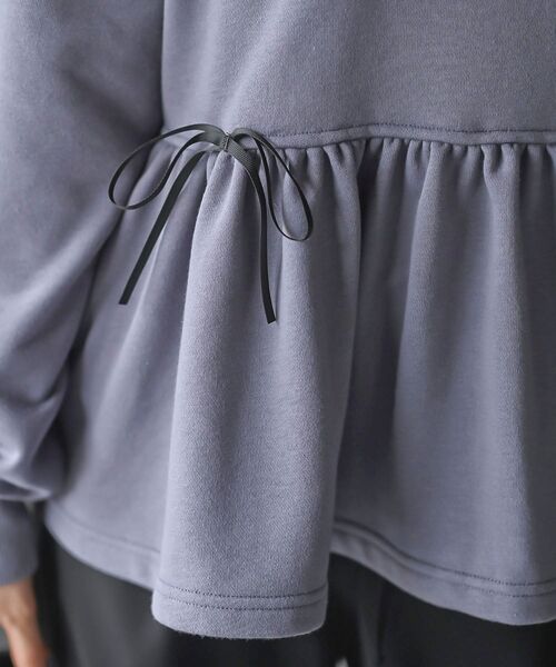 rps（アールピーエス）の「リボン付きペプラム裏毛プルオーバー（スウェット・レディース・パープル/サックスブルー/杢グレー・フリー）」の20枚目の写真