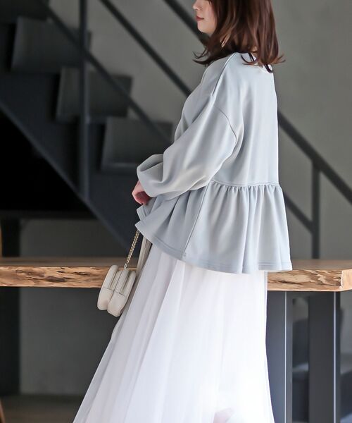 rps（アールピーエス）の「リボン付きペプラム裏毛プルオーバー（スウェット・レディース・パープル/サックスブルー/杢グレー・フリー）」の22枚目の写真