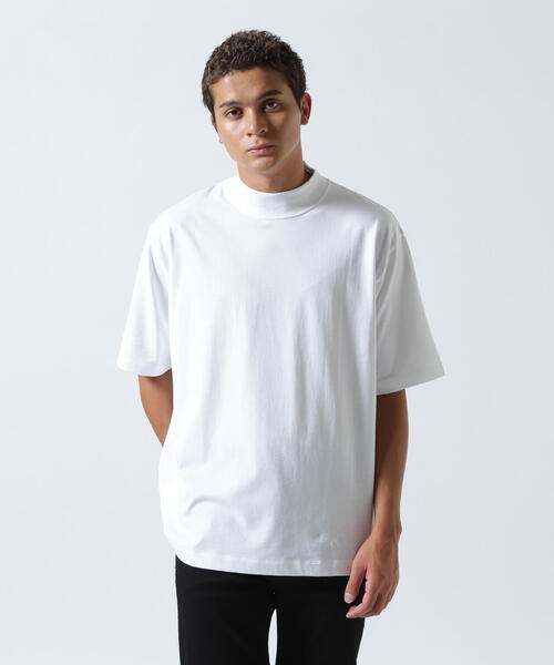 ATON(エイトン)の「ATON (エイトン)DRY COTTON JERSEY | MOCKNECK T-SHIRT(Tシャツ/カットソー・メンズ・ホワイト/ブラック・6/4/2)」の2枚目の写真