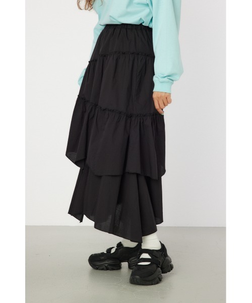 RODEO CROWNS WIDE BOWL（ロデオクラウンズワイドボウル）の「ランダムティアードスカート（スカート・レディース・ライトカーキ/ブラック/オフホワイト・FREE）」の11枚目の写真