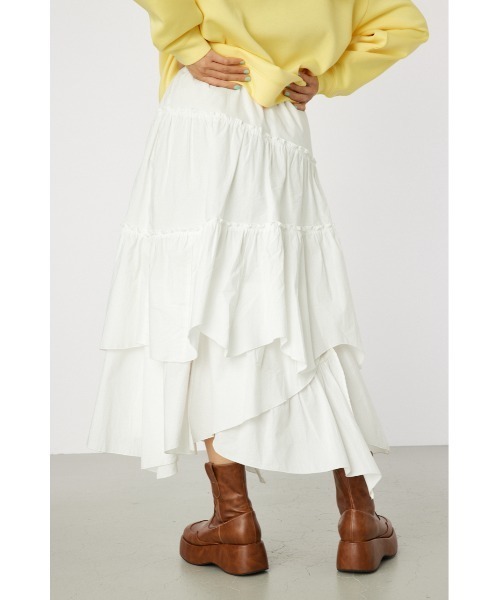 RODEO CROWNS WIDE BOWL（ロデオクラウンズワイドボウル）の「ランダムティアードスカート（スカート・レディース・ライトカーキ/ブラック/オフホワイト・FREE）」の6枚目の写真