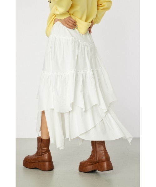 RODEO CROWNS WIDE BOWL（ロデオクラウンズワイドボウル）の「ランダムティアードスカート（スカート・レディース・ライトカーキ/ブラック/オフホワイト・FREE）」の7枚目の写真