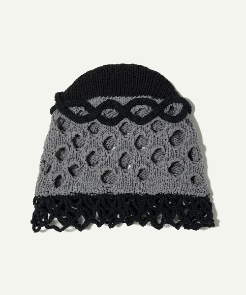 ニットキャップ・ビーニー Women Crochet Knit Hat ニット帽 ニットキャップ 紐付き手編みニット帽 レディース