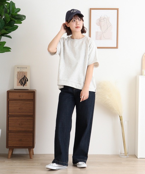 atONE(アットワン)の「ミニ裏毛ラグラン半袖トレーナ(Tシャツ/カットソー・レディース・オートミール/杢グレー/ライトベージュ/ブラック/チャコールグレー・M-L/LL~3L/4L~5L)」の13枚目の写真