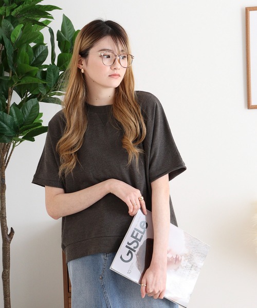 atONE(アットワン)の「ミニ裏毛ラグラン半袖トレーナ(Tシャツ/カットソー・レディース・オートミール/杢グレー/ライトベージュ/ブラック/チャコールグレー・M-L/LL~3L/4L~5L)」の18枚目の写真