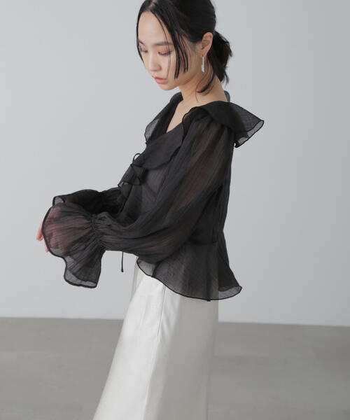 FREE'S MART（フリーズマート）の「◆シアーワッシャーフリルブラウス（シャツ/ブラウス・レディース・ブラック/ホワイト/ベージュ系その他・FREE）」の6枚目の写真