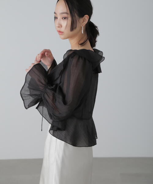 FREE'S MART（フリーズマート）の「◆シアーワッシャーフリルブラウス（シャツ/ブラウス・レディース・ブラック/ホワイト/ベージュ系その他・FREE）」の7枚目の写真