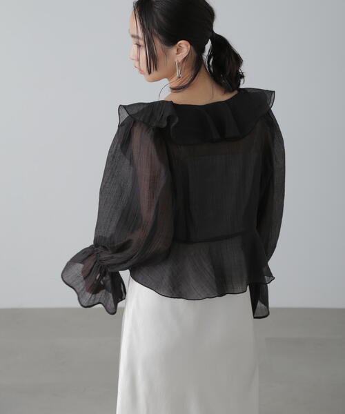 FREE'S MART（フリーズマート）の「◆シアーワッシャーフリルブラウス（シャツ/ブラウス・レディース・ブラック/ホワイト/ベージュ系その他・FREE）」の8枚目の写真