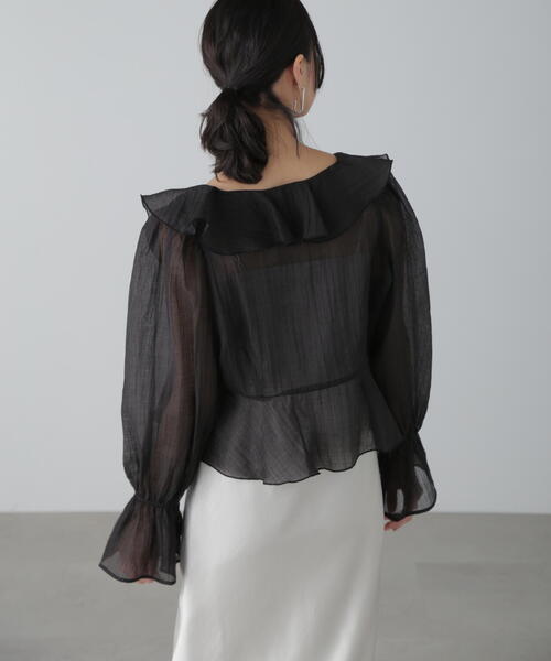 FREE'S MART（フリーズマート）の「◆シアーワッシャーフリルブラウス（シャツ/ブラウス・レディース・ブラック/ホワイト/ベージュ系その他・FREE）」の9枚目の写真