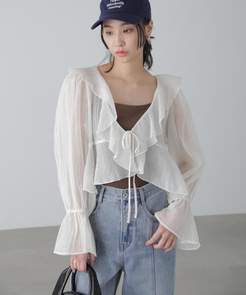 FREE'S MART（フリーズマート）の「◆シアーワッシャーフリルブラウス（シャツ/ブラウス・レディース・ブラック/ホワイト/ベージュ系その他・FREE）」の16枚目の写真