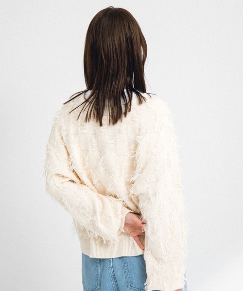 URBAN RESEARCH Sonny Label（アーバンリサーチサニーレーベル）の「フェザーフリンジニットカーディガン（カーディガン/ボレロ・レディース・グレー/ラベンダー/オフホワイト・FREE）」の21枚目の写真