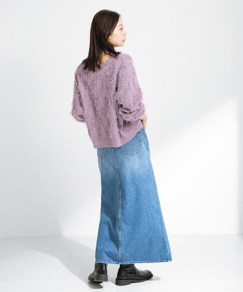 URBAN RESEARCH Sonny Label◆カーディガン(厚手)/FREE/ポリエステル/BLU/無地/LA44-22R003 URBAN RESEARCH Sonny Label カーディガン リネン混ニット