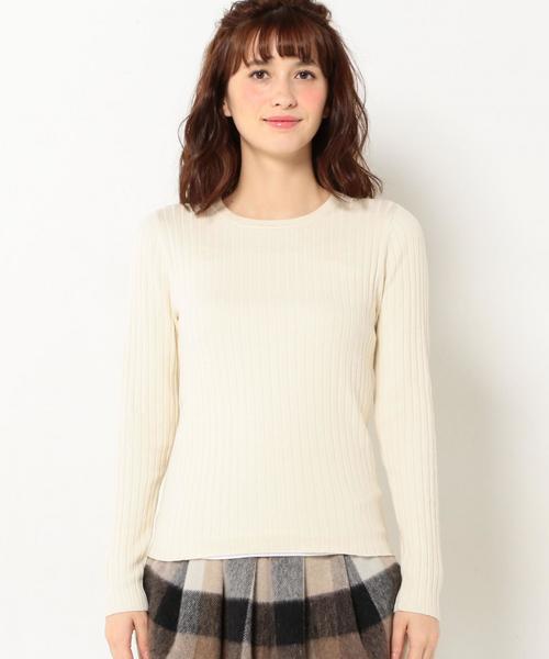 Another Edition（アナザーエディション）の「ワンドリブハイゲージロングスリーブ/AEBC ワイドリブHGG LSL PO◆（ニット/セーター・レディース・オフホワイト/ブラック/ベージュ・フリー）」の5枚目の写真