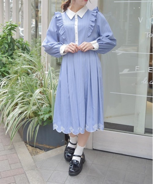 Amavel,Axes femme その他ワンピース 6着まとめ売り セール】スカラップ刺繍バイカラーワンピース（ワンピース